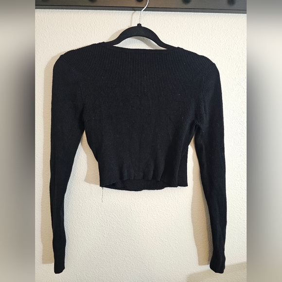 Forever21 Black Ribbed Wrap Top - Picture 4 of 5